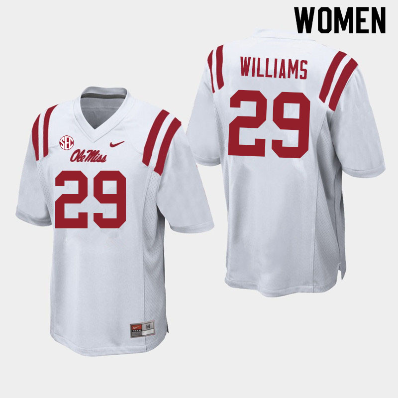 Demarko Williams Ole Miss Rebels NCAA Women's White #29 Stitched Limited College Football Jersey CIW2858QU